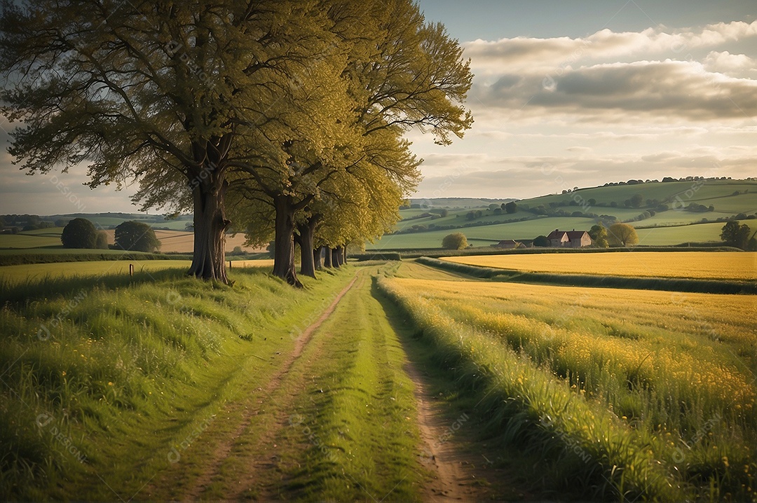 Fazenda estrada com um lindo céu