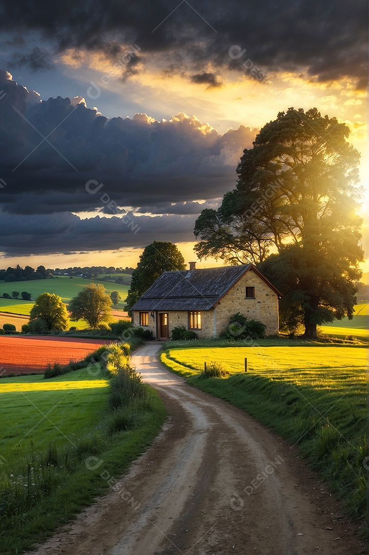 Fazenda agrícola pacífica no campo