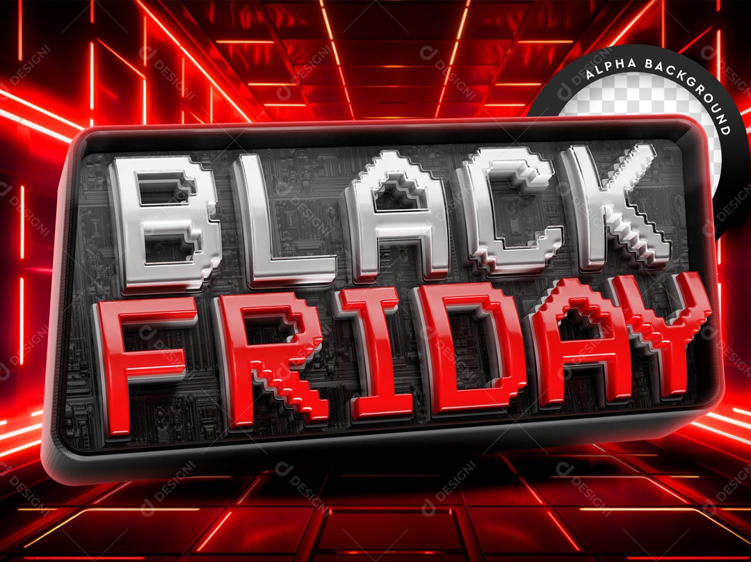 3D Black Friday Stamp For PSD Composition