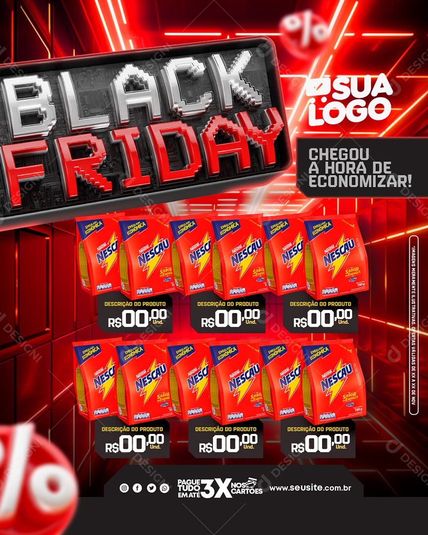 Social Media Encarte Black Friday Hora De Economizar PSD Editável