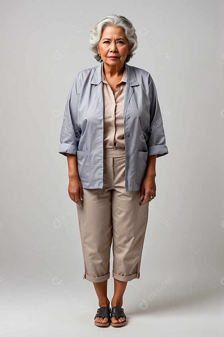 Uma mulher idosa irritada da etnia aborígine australiana isolada