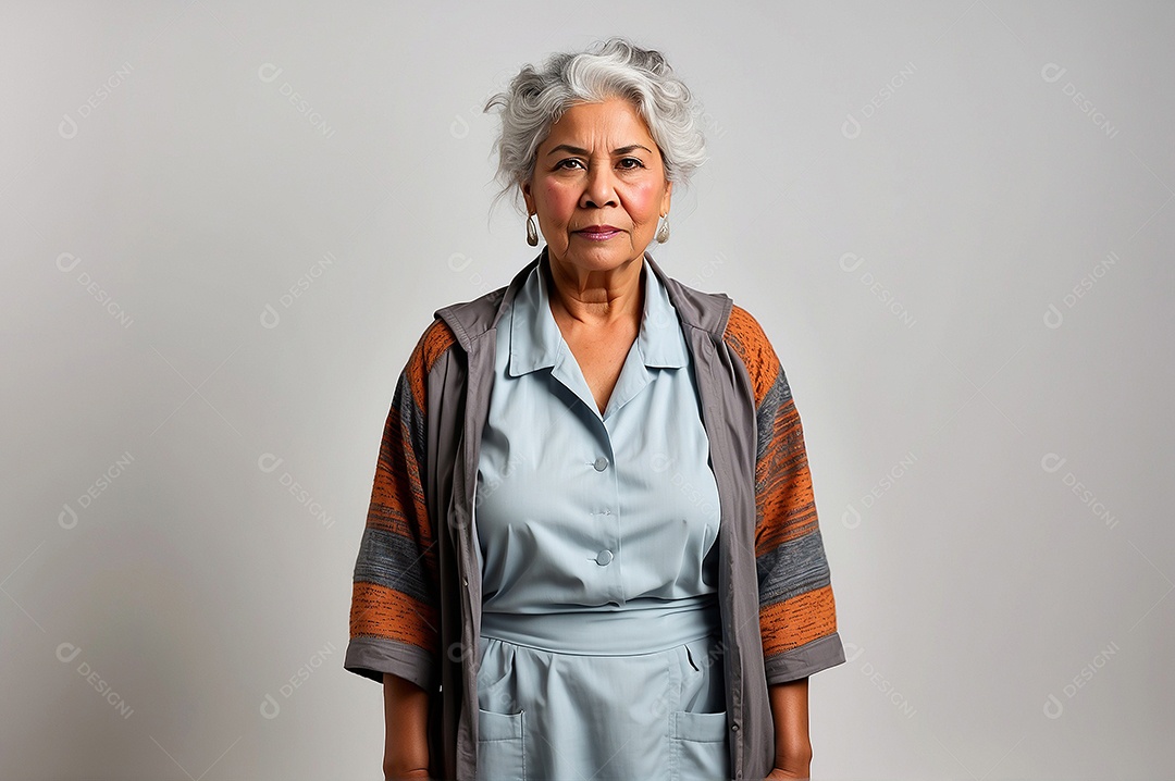 Uma mulher idosa irritada da etnia aborígine australiana isolada