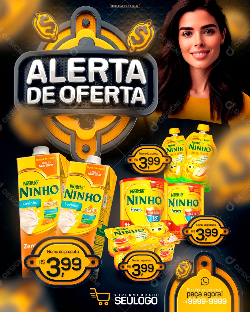 Social Media Alerta De Oferta Supermercado PSD Editável