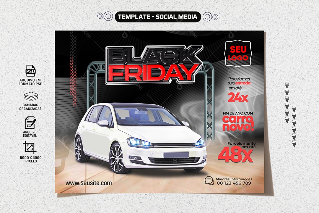 Social Media Banner Black Friday Concessionária PSD Editável