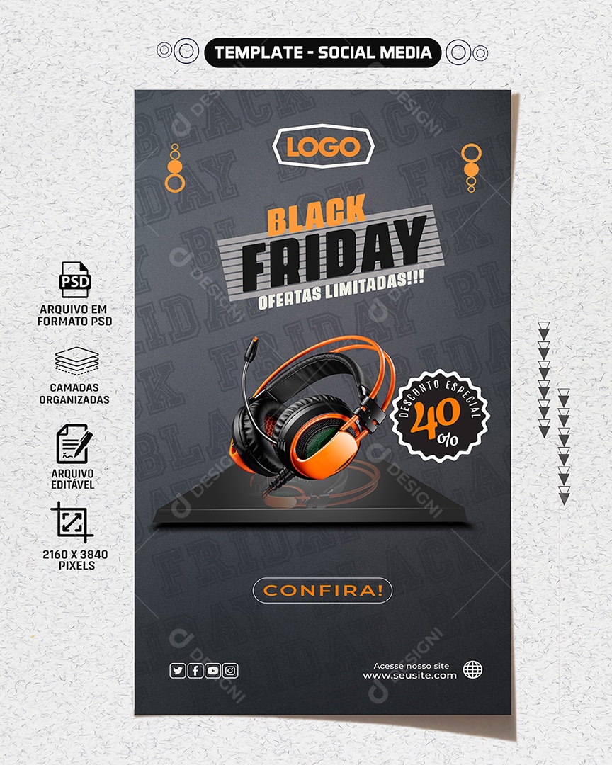 Story Black Friday Ofertas Limitadas Loja De Eletrônicos Social Media PSD Editável