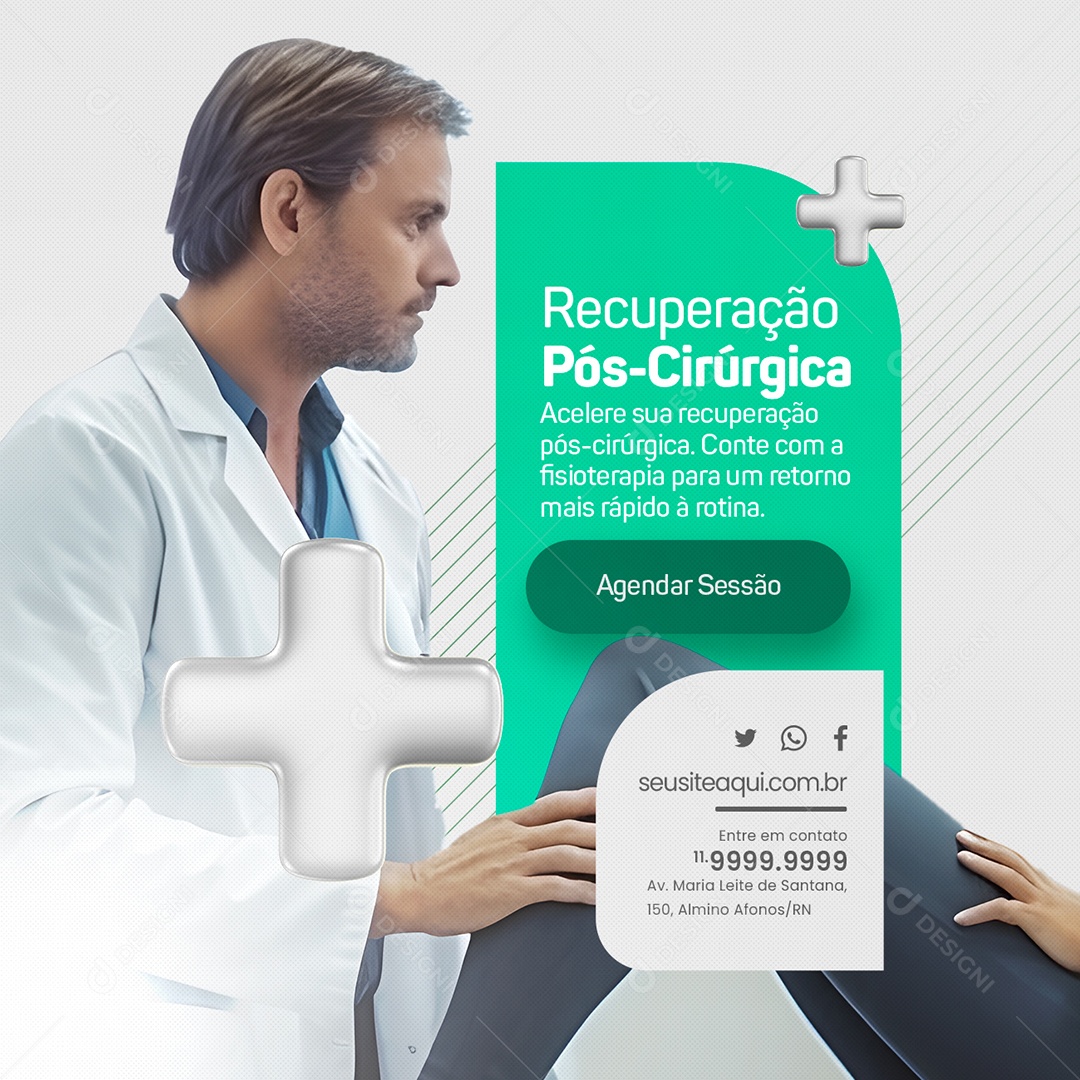 Fisioterapia Recuperação Pós Cirúrgica Agendar Sessão Social Media PSD Editável