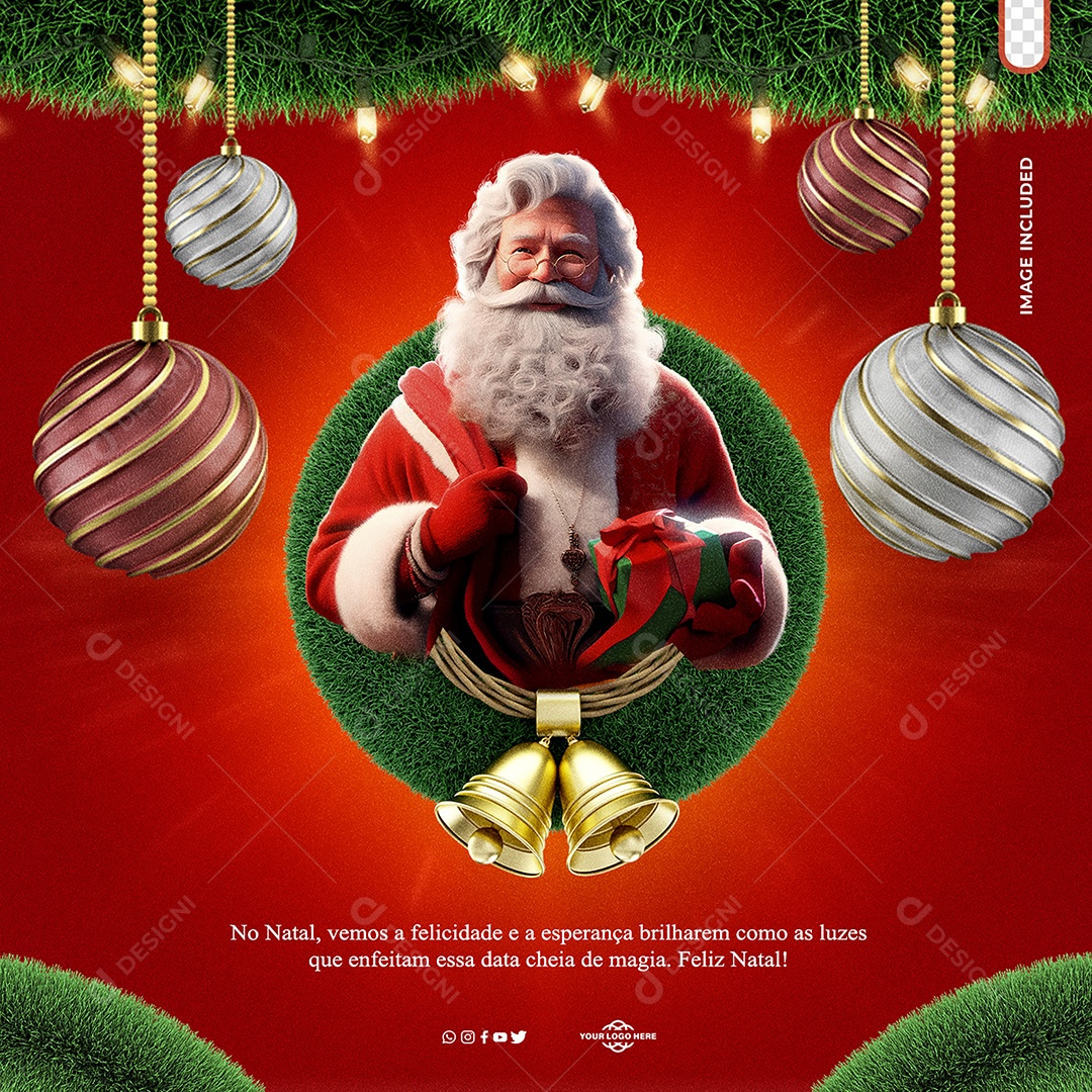 Social Media Felicidade e Esperança Feliz Natal PSD Editável