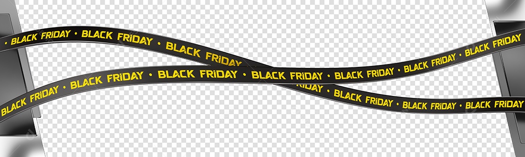 Faixas Pretas Black Friday Elemento 3D Para Composição PSD