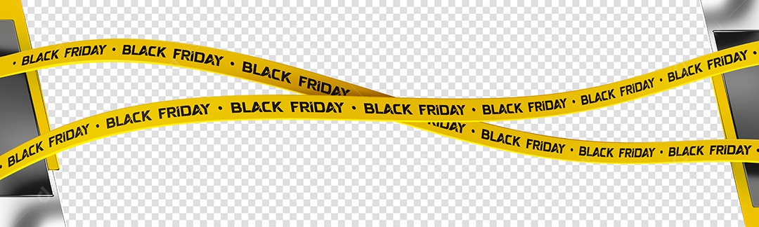 Faixas Amarelas Black Friday Elemento 3D Para Composição PSD
