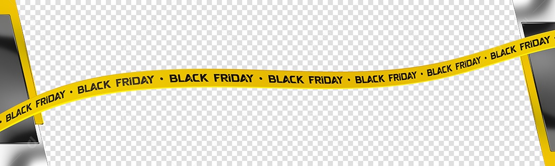 Faixa Amarela Black Friday Elemento 3D Para Composição PSD