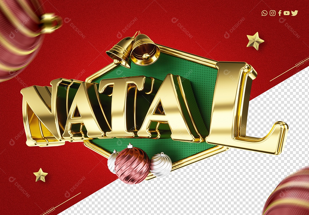 Selo 3D Natal Para Composição PSD