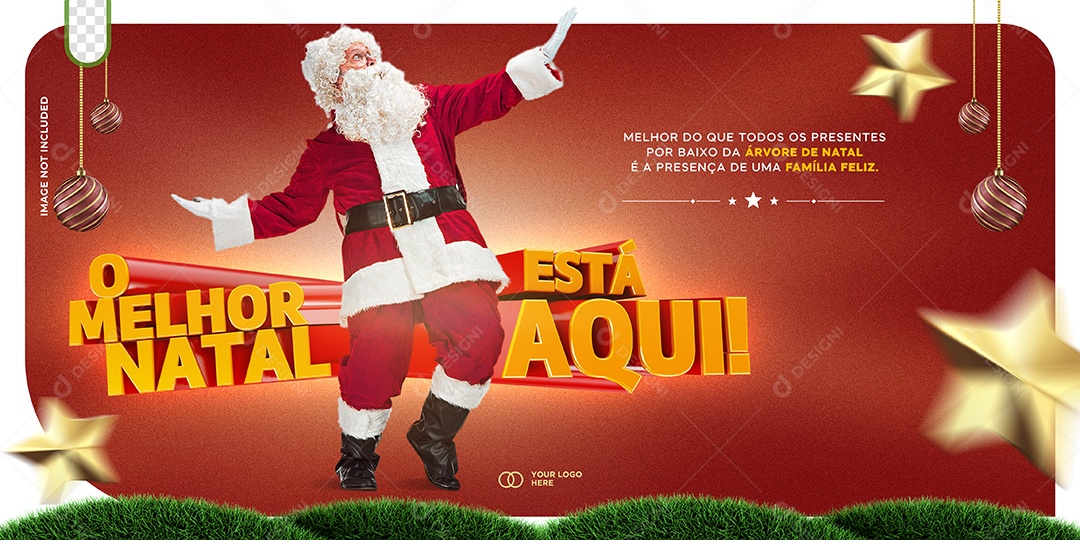 Banner O Melhor Natal Está Aqui Familia Feliz Social Media PSD Editável