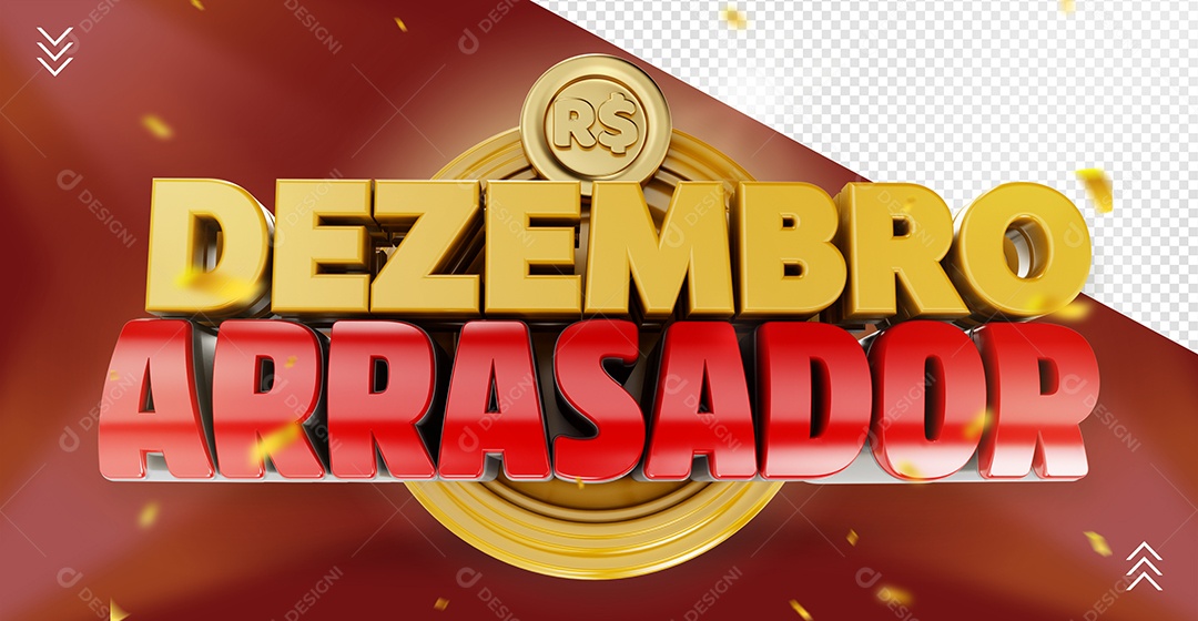 Selo 3D Dezembro Arrasador Para Composição PSD