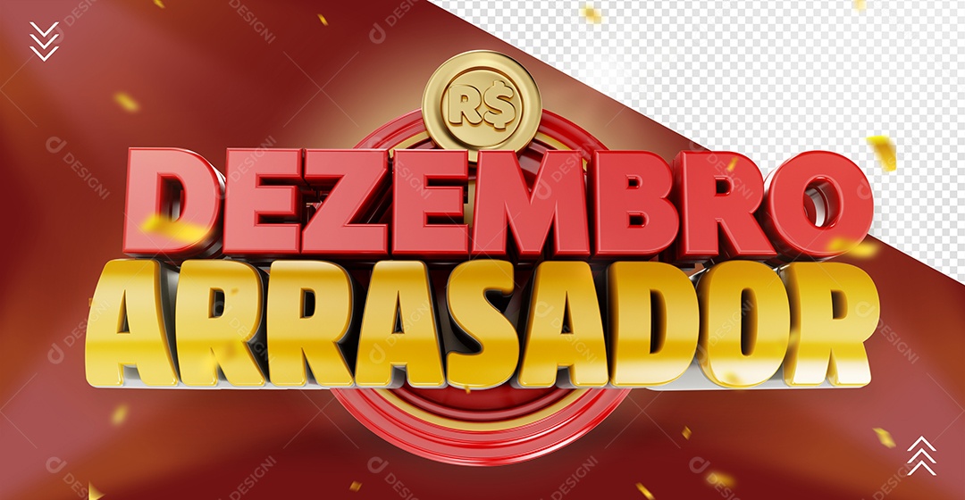 Dezembro Arrasador Selo 3D Para Composição PSD