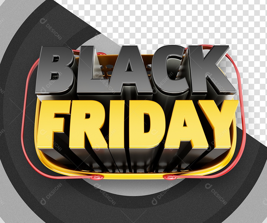 Black Friday Preto e Amarelo Selo 3D Para Composição PSD