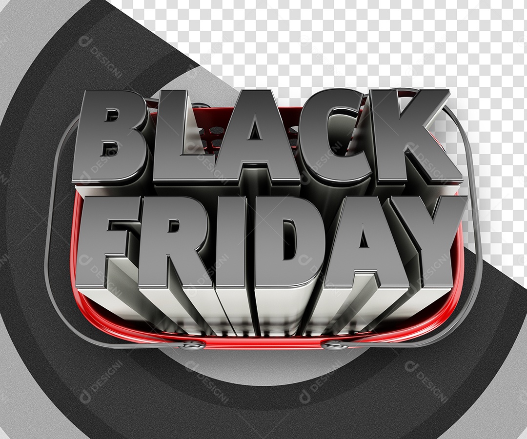 Selo 3D Black Friday Cinza Para Composição PSD