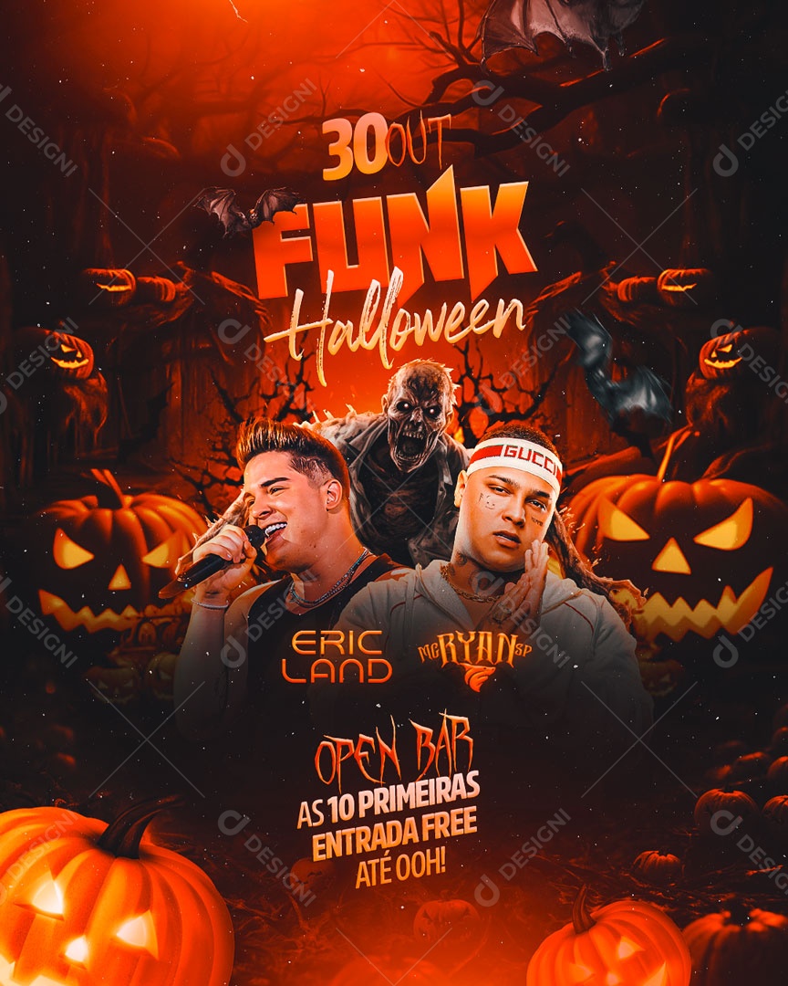 Flyer Feed Funk Halloween Social Media PSD Editável