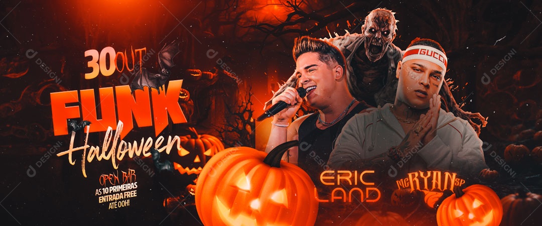 Social Media Banner Flyer Funk Halloween PSD Editável