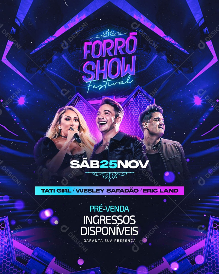 Social Media Feed Flyer Forró Show Festival PSD Editável