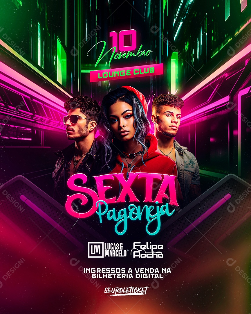 Flyer Lounge Club Sexta Pagoneja Lucas & Marcelo Felipe Rocha Social Media PSD Editável