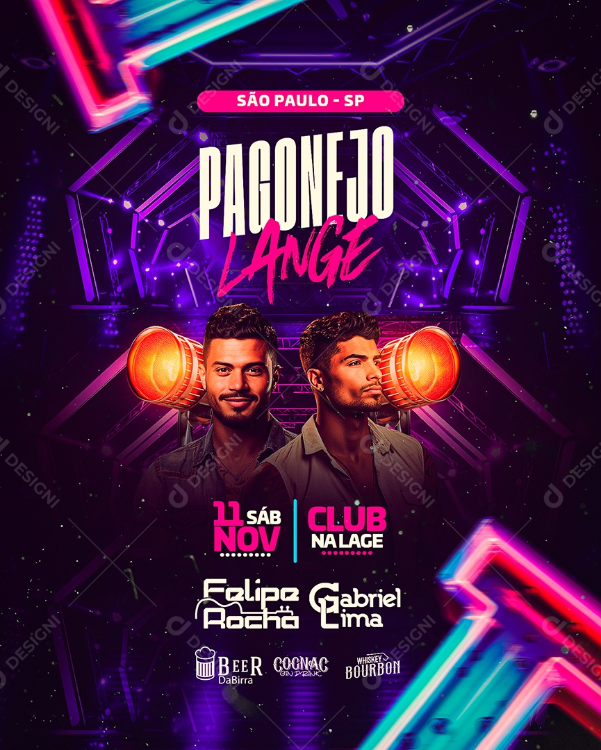 Flyer Pagonejo Lange Felipe Rocha Gabriel Lima Social Media PSD Editável