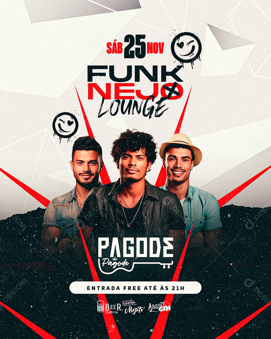 Flyer Funk Nejo Longe Pagode do Pagode Social Media PSD Editável