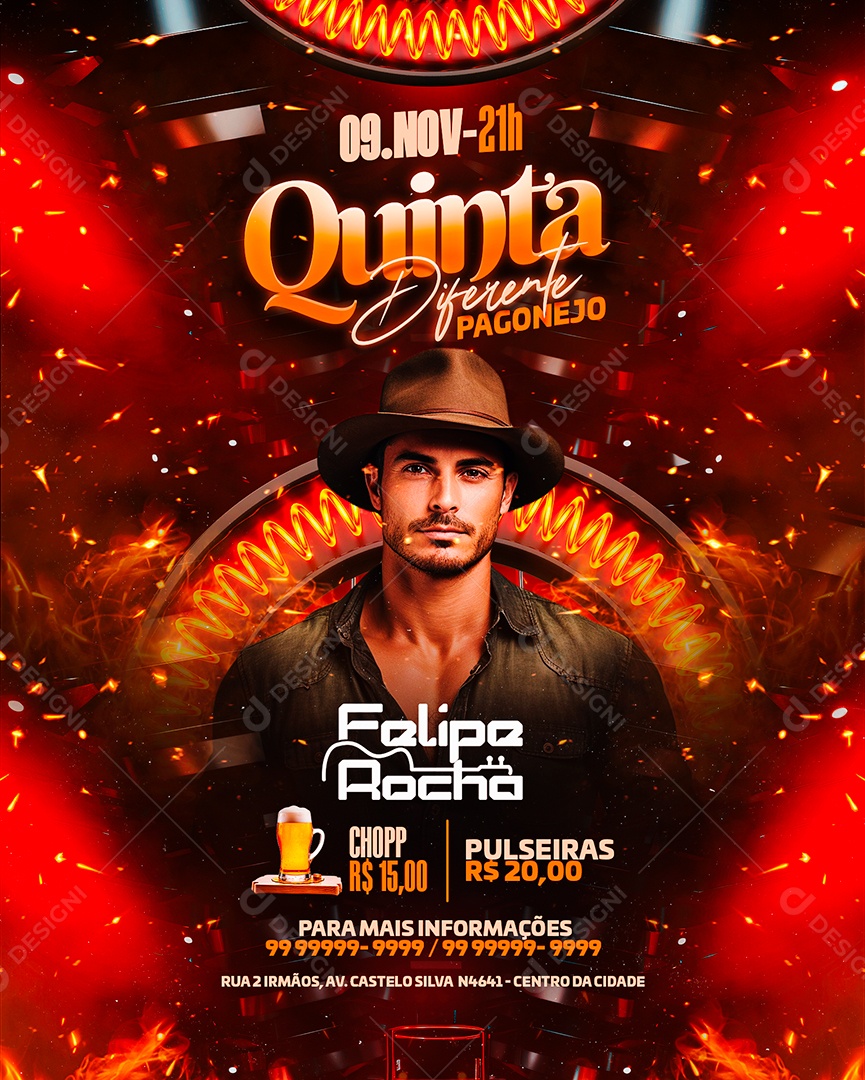 Flyer Quinta Diferente Pagonejo Felipe Rocha Social Media PSD Editável