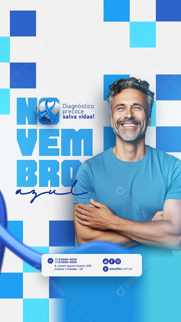 Story Novembro Azul Diagnóstico Precoce Salva Vidas Social Media PSD Editável