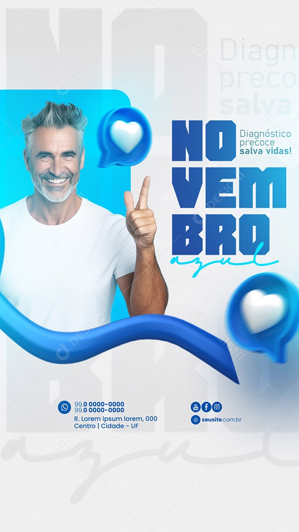 Story Novembro Azul Diagnóstico Precoce Salva Vidas Social Media PSD Editável