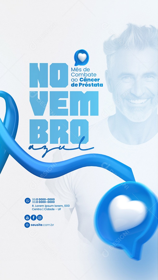 Story Novembro Azul Mês de Combate ao Câncer de Próstata Social Media PSD Editável