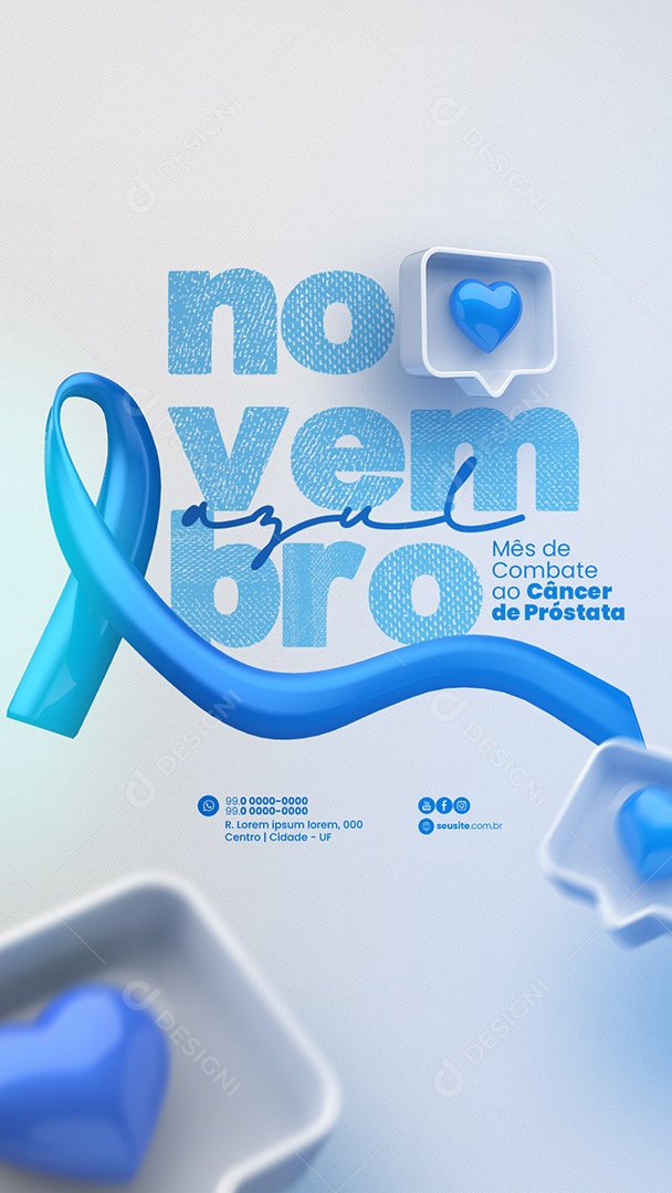 Story Novembro Azul Mês de Prevenção ao Câncer de Próstata Social Media PSD Editável