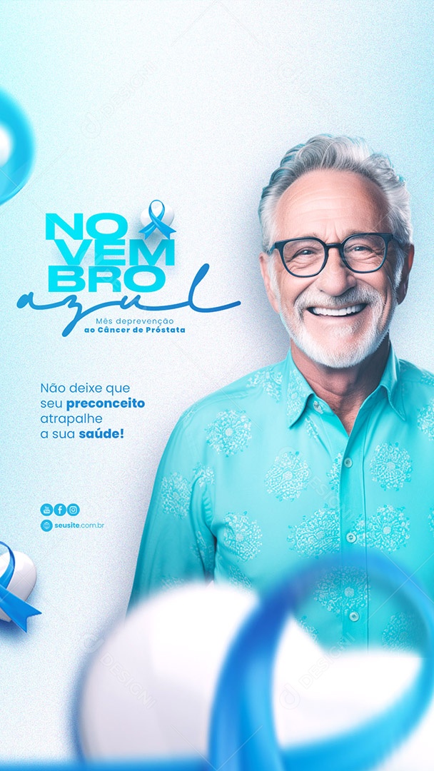 Story Novembro Azul Mês de Prevenção ao Câncer de Próstata Social Media PSD Editável