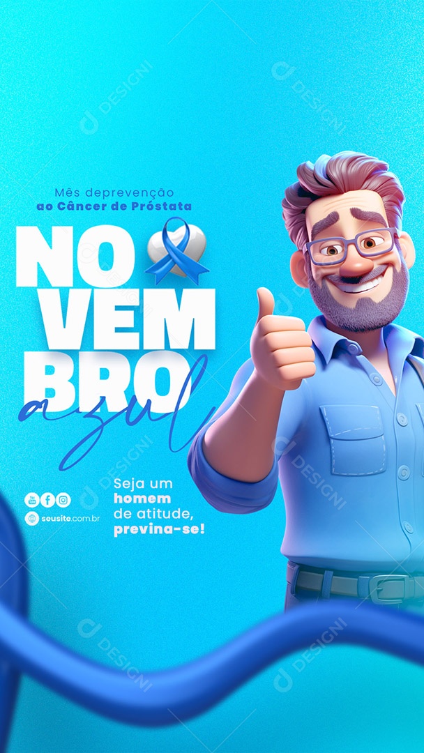 Story: Blue November Be a Man of Attitude | Prostate Cancer Month | Editable Social Media PSD