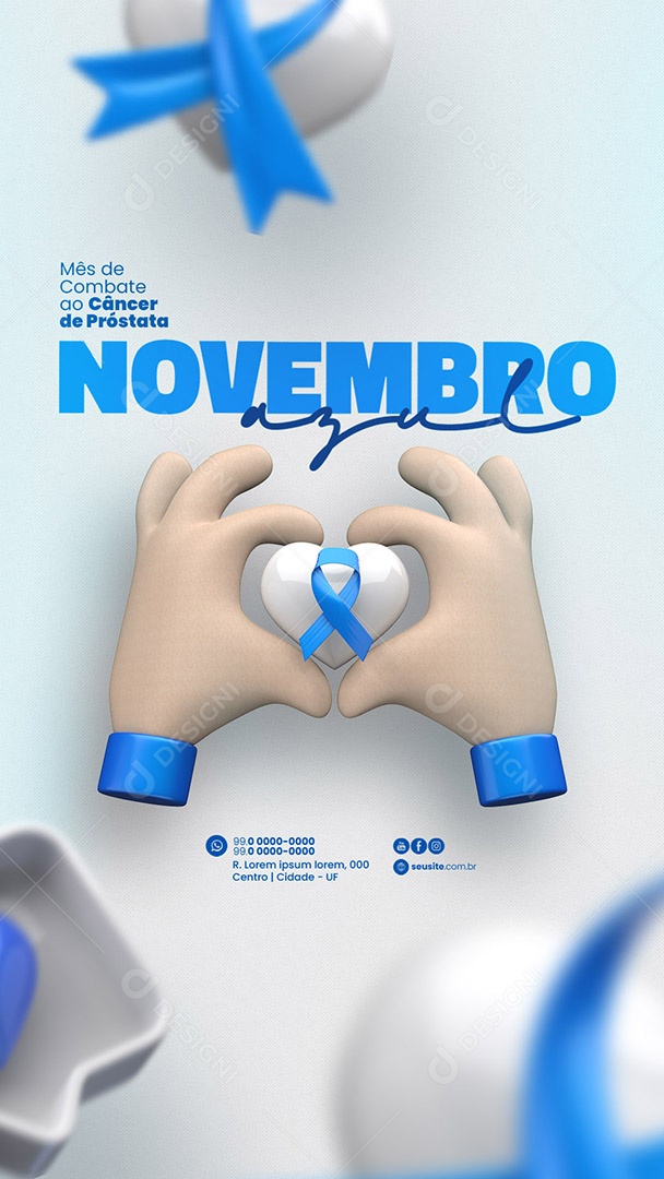 Story Novembro Azul Mês de Combate ao Câncer de Próstata Social Media PSD Editável