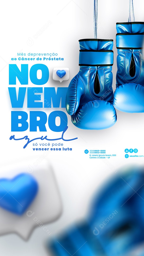 Story Novembro Azul Mês de Prevenção ao Câncer de Próstata Social Media PSD Editável