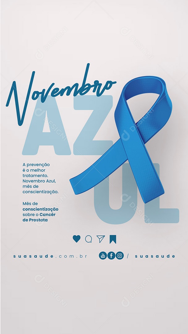 Story Novembro Azul Mês de Conscientização Sobre o Câncer de Próstata Social Media PSD Editável