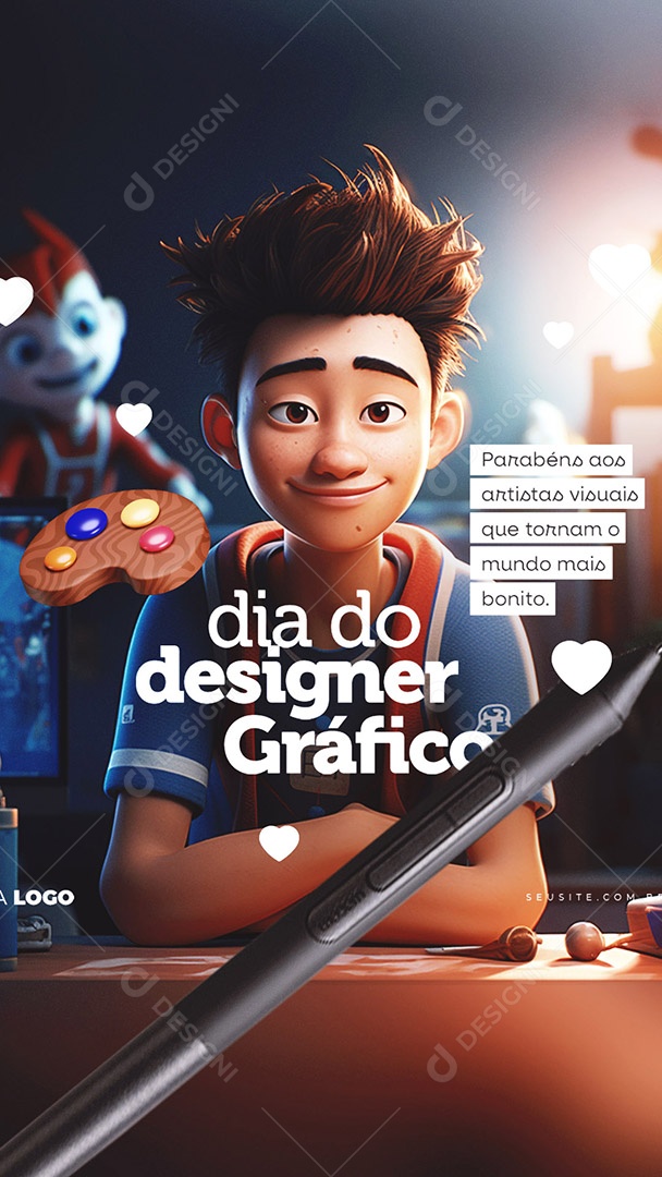 Story Dia Do Designer Gráfico Parabéns aos Artistas Visuais que Tornam o Mundo mais Bonito Social Media PSD Editável