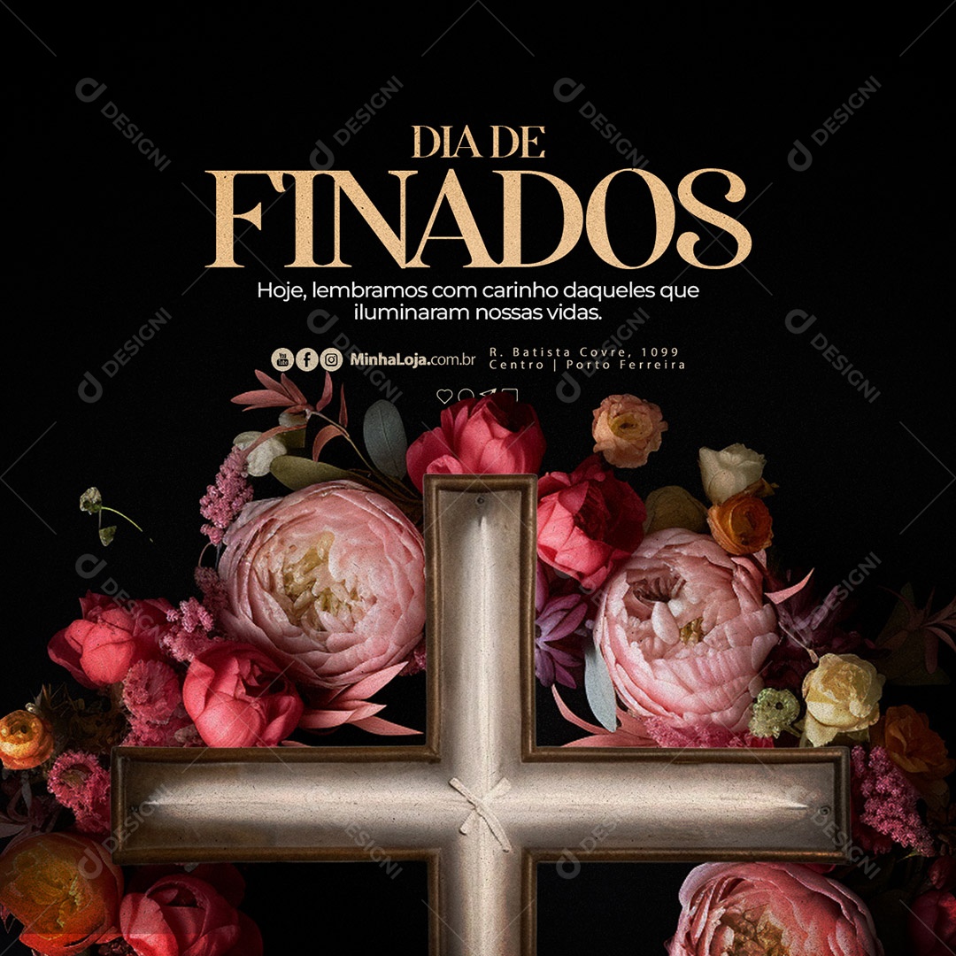Dia de Finados Hoje Lembramos com Carinho Daqueles que Iluminaram Nossas Vidas Social Media PSD Editável
