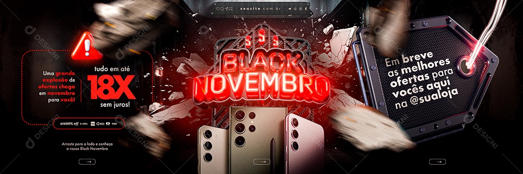 Carrossel Black Novembro Loja de Celular Informáticas Motorola As Melhores Ofertas Social Media PSD Editável