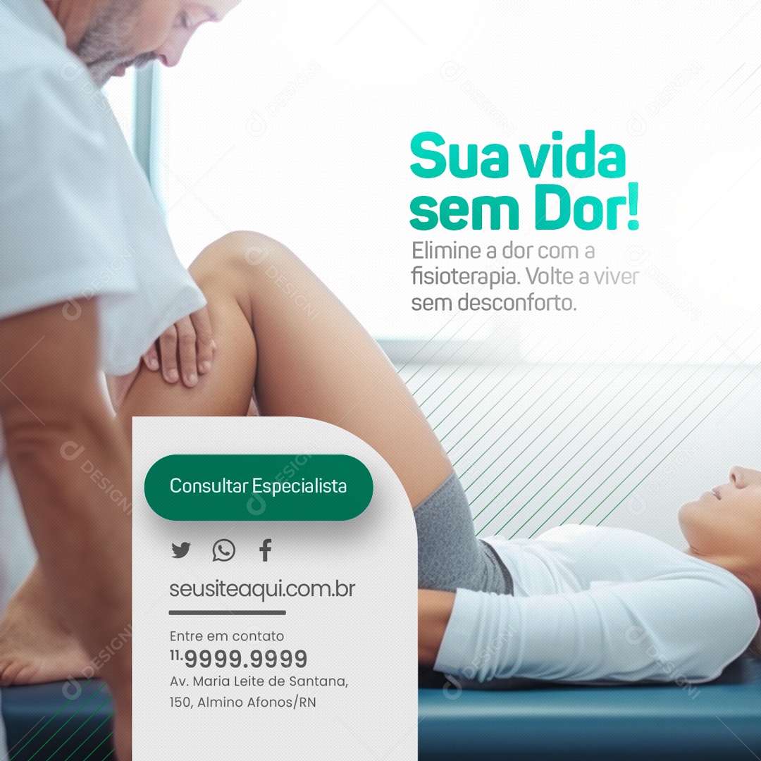 Sua Vida Sem Dor Elimine a Dor com a Fisioterapia Social Media PSD Editável