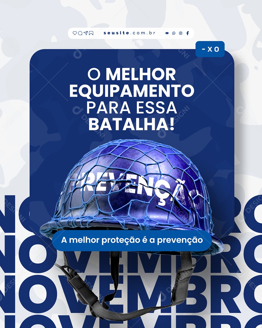 Campanha Publicitária Flyer Soldados da Saúde Masculina A Melhor Proteção é a Prevenção Social Media PSD Editável