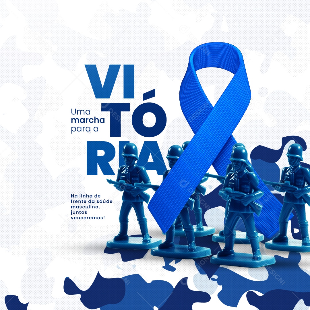 Campanha Publicitária Soldados da Saúde Masculina Uma Marcha para a Vitória Social Media PSD Editável