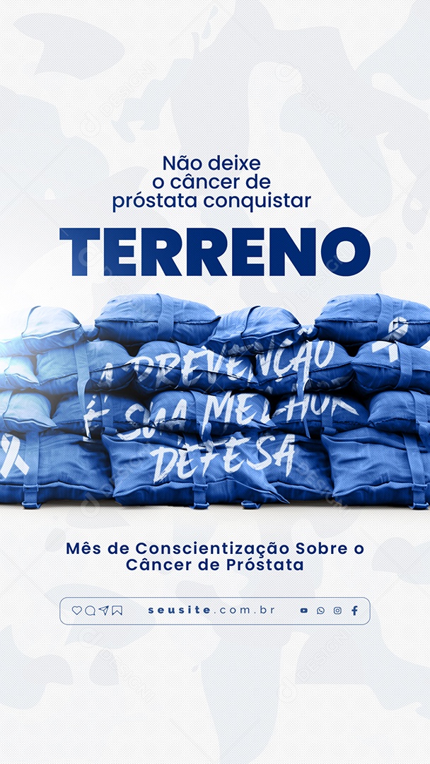 Campanha Publicitária Story Soldados da Saúde Masculina A Prevenção é sua Melhor Defesa Social Media PSD Editável