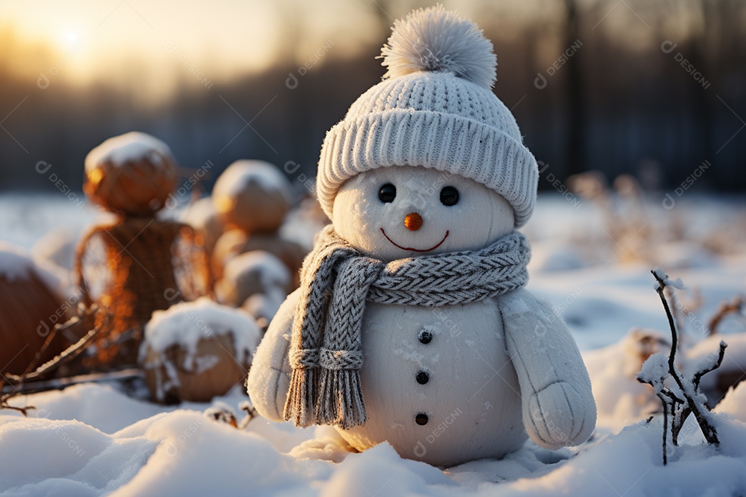 Brinquedo de natal boneco de neve presente de feriado decoração branco fofo amor celebração de inverno objeto isolado neve feliz