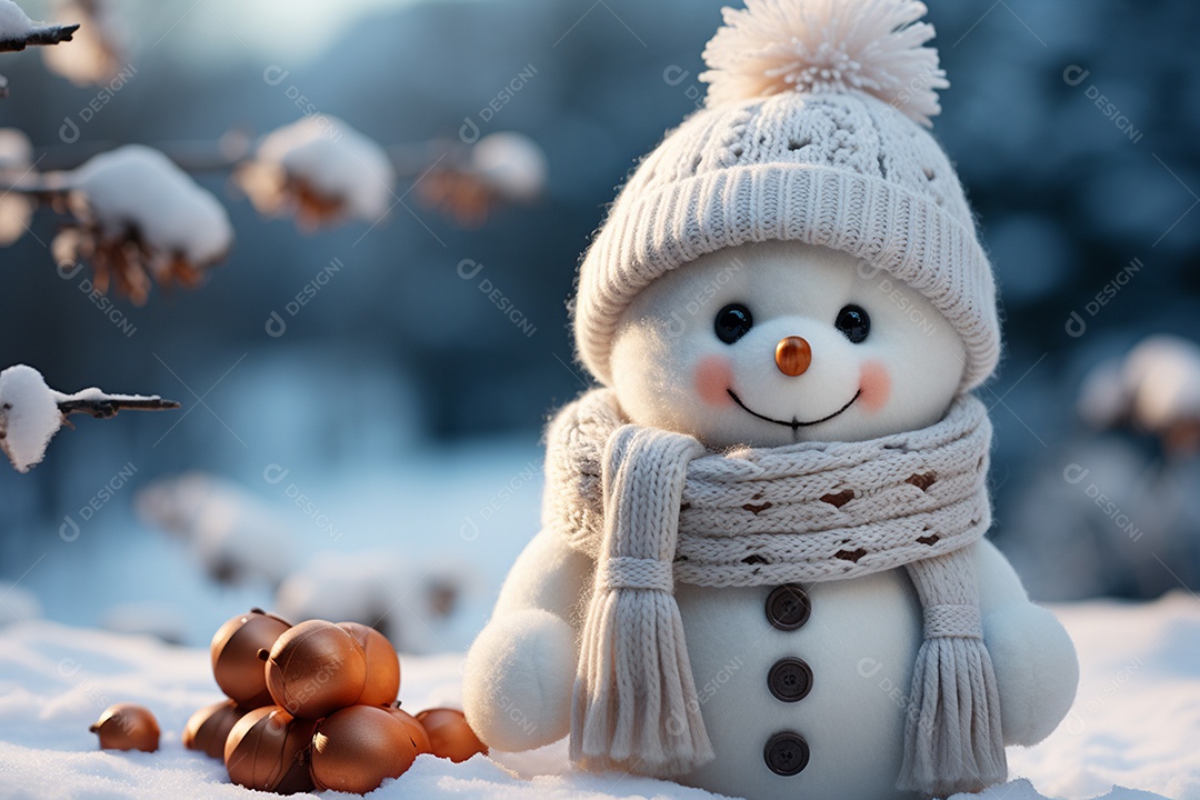 Brinquedo de natal boneco de neve presente de feriado decoração branco fofo amor celebração de inverno objeto isolado neve feliz