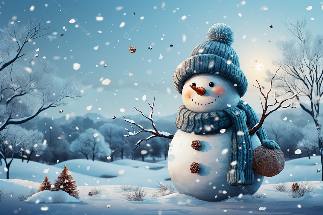 Imagem realista de presentes de natal ao lado de bonecos de neve