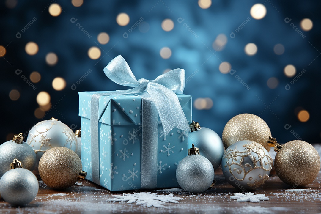 Imagem realista de presentes de natal ao lado de bonecos de neve