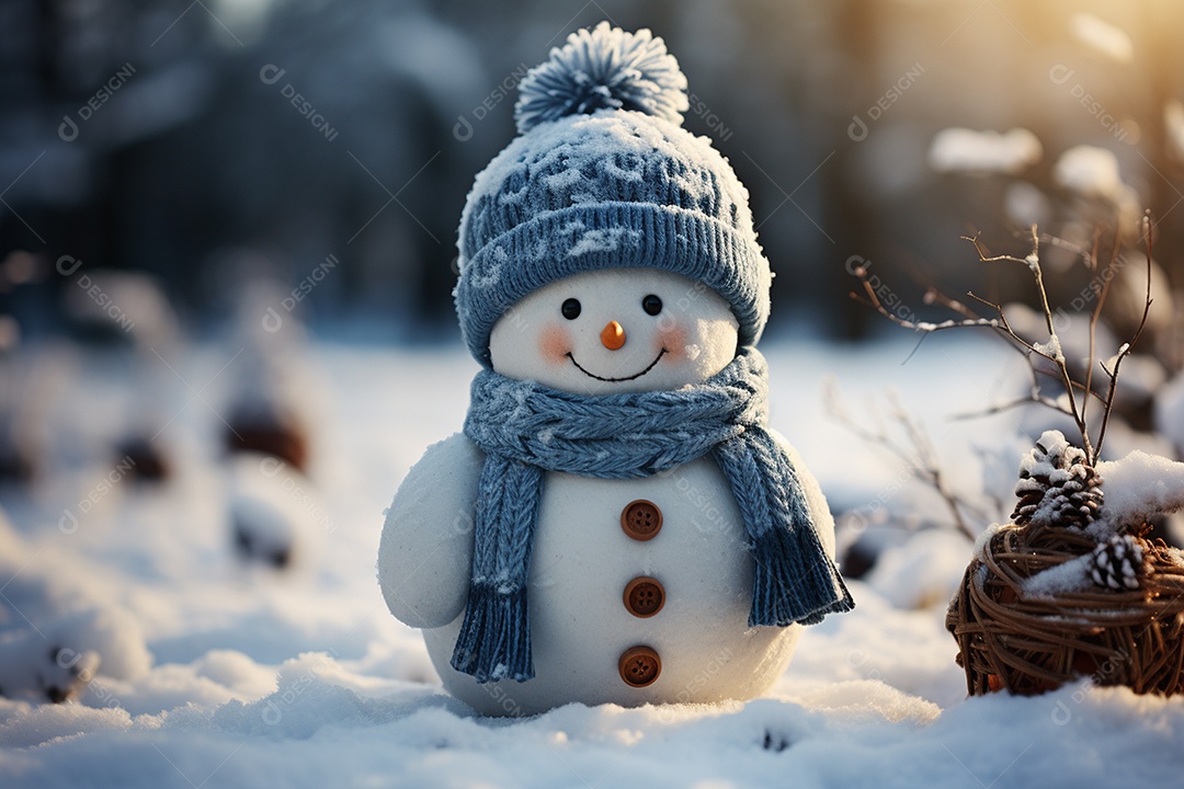 Imagem realista de presentes de natal ao lado de bonecos de neve