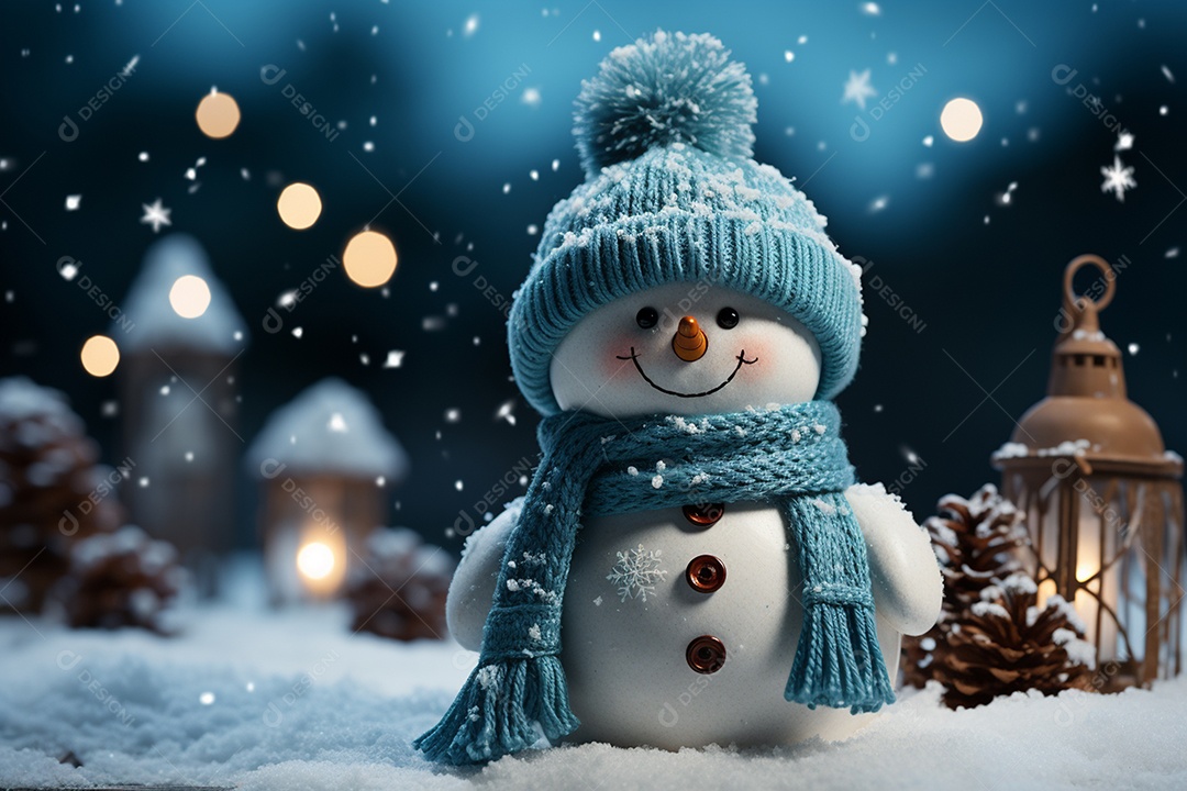 Imagem realista de presentes de natal ao lado de bonecos de neve