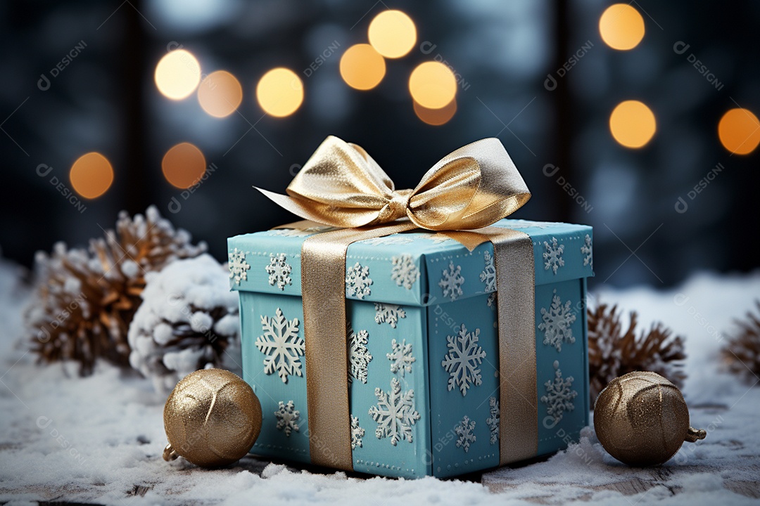 Imagem realista de presentes de natal ao lado de bonecos de neve